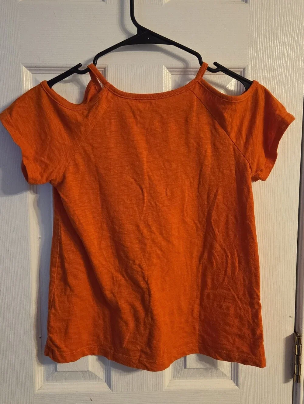 Crazy 8 Girls Large (10-12) Orange Cold Shoulder Short Sleeve T-Shirt
